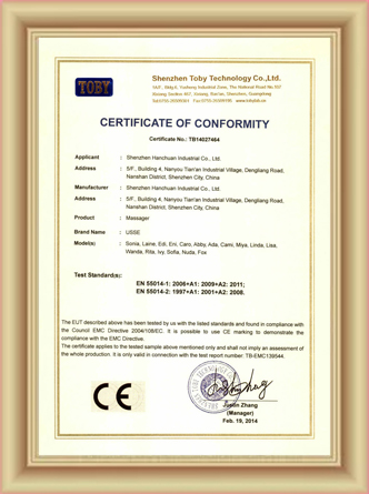 CERTIFICATE OF CONFORMITY